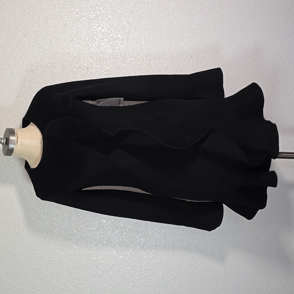 Goen J. Wool And Angora Blend Black Ruffle Coat Size Small